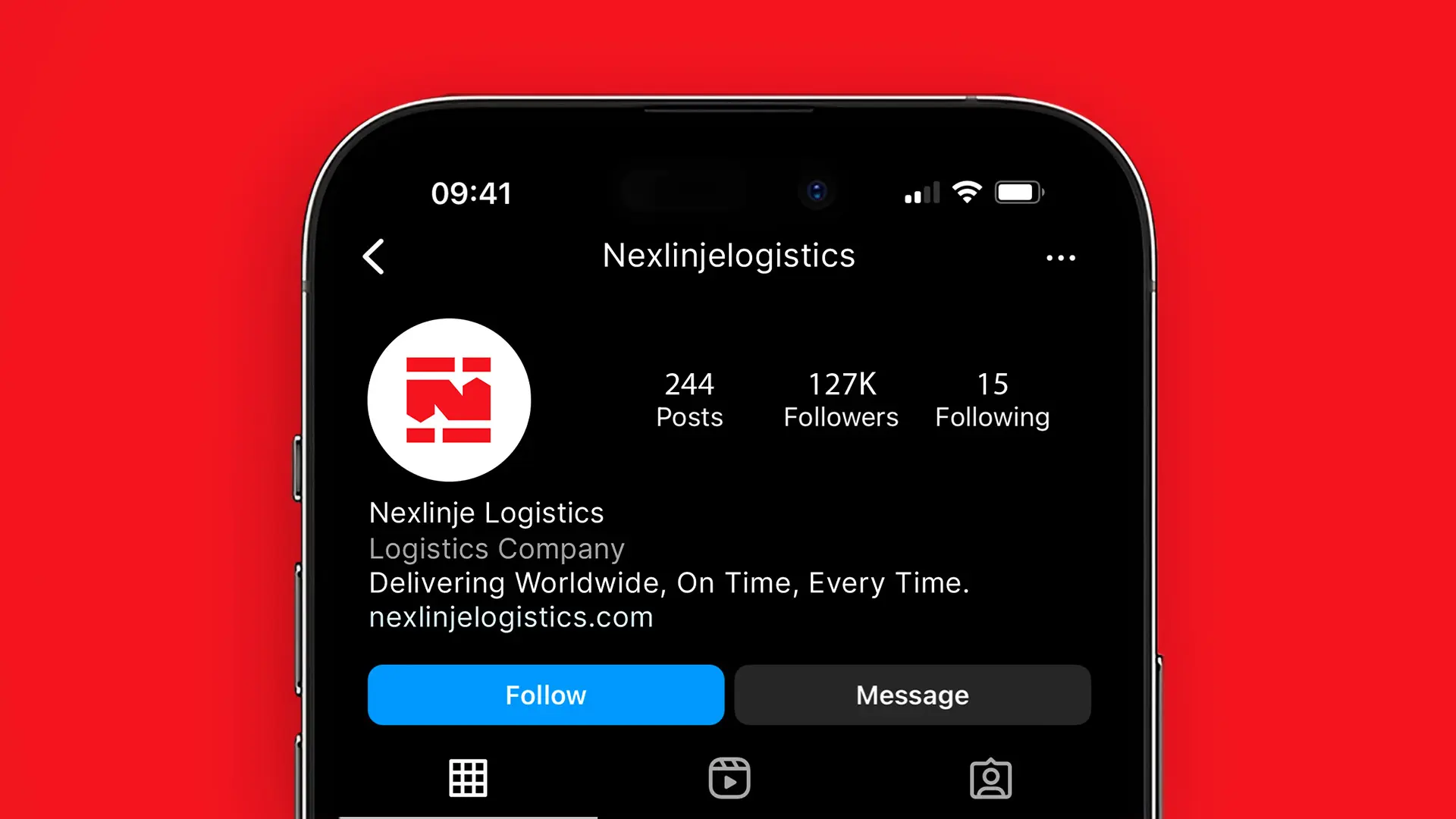 Nexlinje Logistics Logo on Instagram