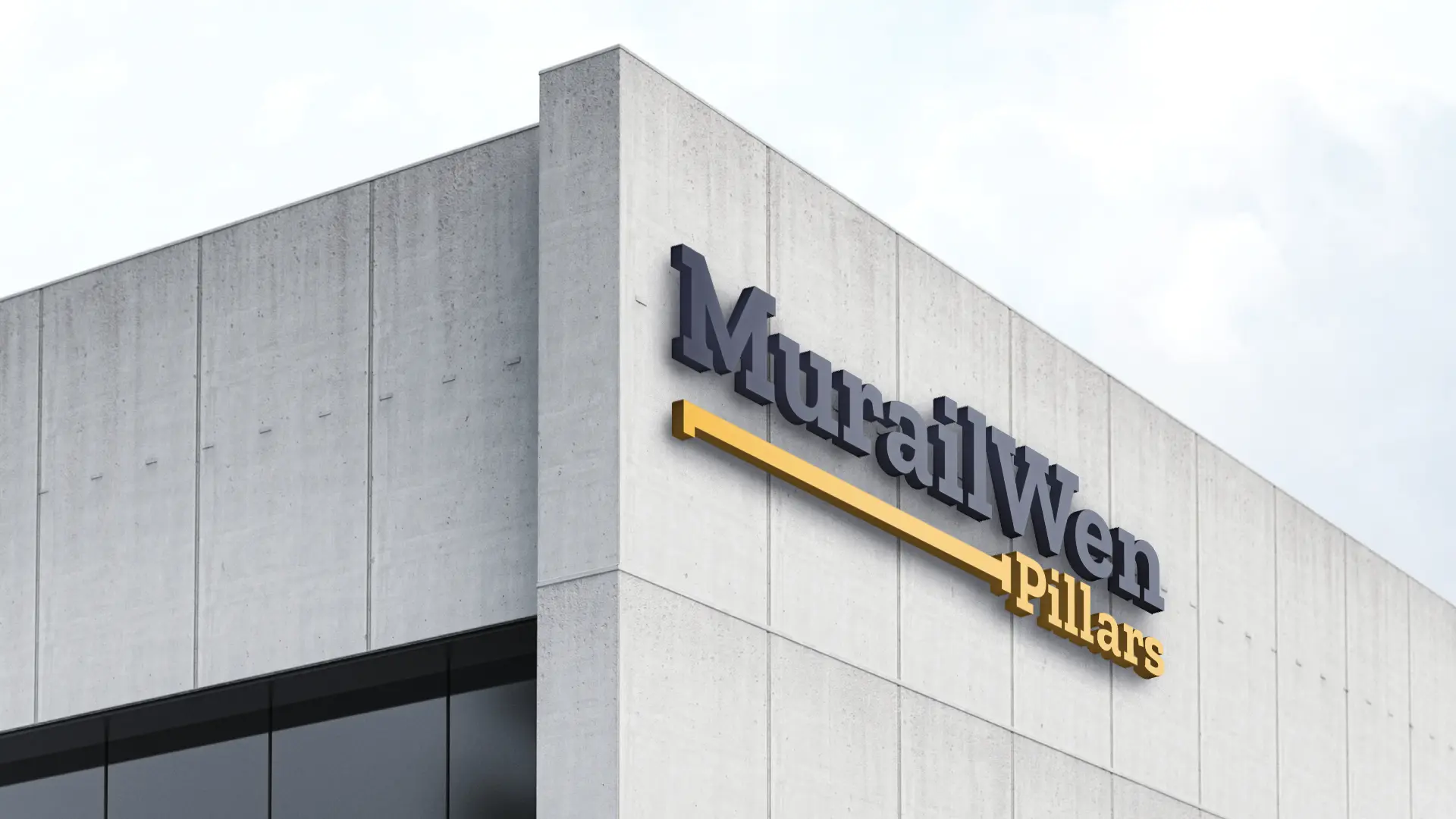 MurailWen Pillars 3D Logo on Building
